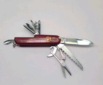 Vintage Victorinox Style China Multi Tool Blade Scout Camp Folding Pocket Knife - Image 1 of 4