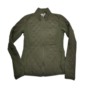 Athleta Jacke Damen klein grün gesteppt durchgehender Reißverschluss Stehkragen Stretch Taschen - Bild 1 von 7