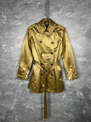 Gabardina Ralph Lauren Etiqueta Negra Metálica Dorado Algodón Hecha en EE. UU.  Foto 1 de 4