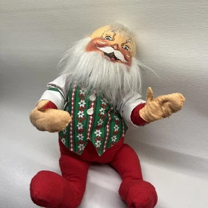 Annalee POSABLE SANTA VEST 16” DOLL 1980's Christmas - Picture 1 of 8