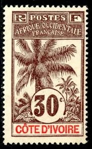 French Colonies 1912 Ivory Coast 5¢ Chocolate Scott #28 Mint G391 - Picture 1 of 6