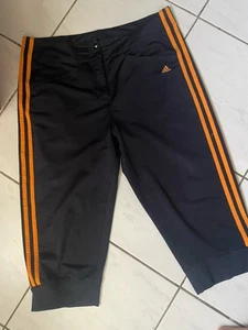 schwarze Adidas 3/4 Trainingshose Sporthose 3 Streifen orange Gr. 44 - Bild 1 von 5