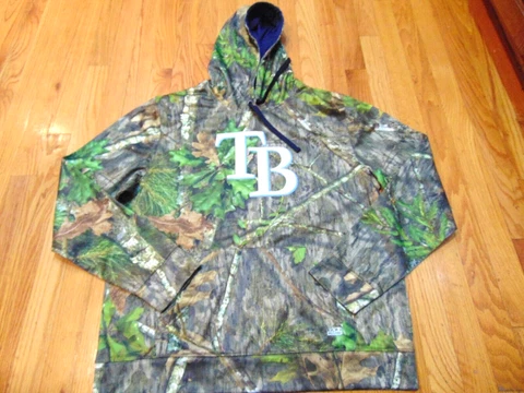MLB TX3 TAMPA BAY RAYS CAMO HOODED SWEATSHIRT SIZE L obsession mossy oak Cover