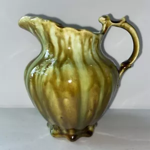 Vintage Pottery Pitcher - 6.5" Tall 1970s Greens Drip - Picture 1 of 15