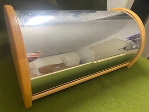 Brotkasten Holz & Edelstahl Brotbox Rollbrotkasten  Brotbehälter - Bild 1 von 5