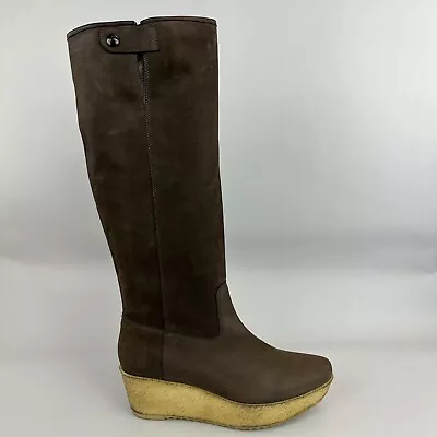 Sexy Botas Robert Clergerie Marrón Rodilla Alta Plataforma Cuña US8.5 UK6 -6.5 Foto 1 de 4
