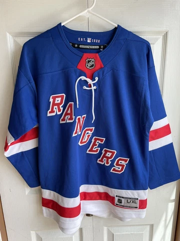 NEW New York Rangers Sewn Platinum Jersey $100 NHL RARE LACE Youth LARGE / XL Cover