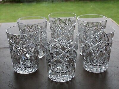 6 X Tyrone Crystal DOONAREE Flat Tumblers   - Ex Cond - Stamped • 65.41€