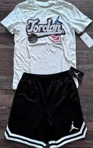 NWT Nike Jordan Boys YXL White/Black Basketball Shorts Set XL - Picture 1 of 3