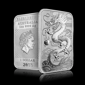 4 Silver DRAGON BAR LINGOTTI PERTH MINT ARGENTO - Foto 1 di 4