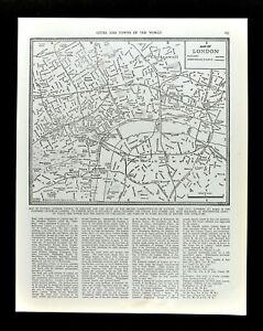 1938 Collier Atlas Map London City Plan Westminister Museum Parks Railroads