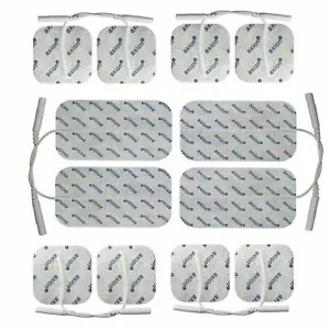12 podkładek elektrod do urządzenia TENS EMS - zestaw mieszający 5x5 cm i 10 x5 cm - wtyczka 2 mm - Zdjęcie 1 z 16