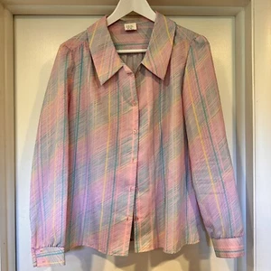 Vintage Pykettes Bluse rosa/lila Größe 14 - siehe Beschreibung - Bild 1 von 7