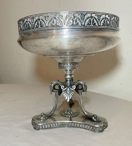 Antiguo 1800 ornamentado Art Deco francés plato de plata con patas centro de mesa frutero - Imagen 1 de 15