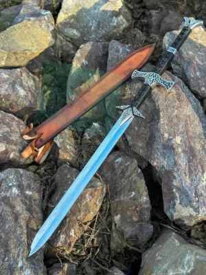 Skyrim Sword Replica Two Handed Dragonborn Elder Scroll Battle Ready Double Edge - Image 1 of 4