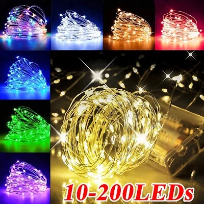 10/20/50/100/200 LEDs Lichterkette Batterie Micro Draht Außen Innen Xmas Decor - Bild 1 von 4