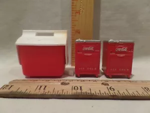 "COCA-COLA" ERTL VTG MINI DIECAST COOLERS & PLASTIC PLAYMATE MINI COOLER -3 TOTA - Picture 1 of 6