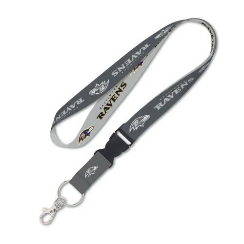 BALTIMORE RAVENS LANYARD KEYCHAIN W/ DETACHABLE BUCKLE 1" WIDTH 22" LONG - Image 1 of 1