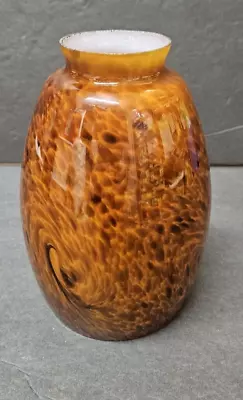 Brown & Amber Glass Pendant Shade 2 1/4" Fitter Used 40J - Image 1 of 4