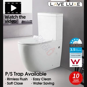 Ceramic Rimless Hygiene Flush Back To Wall Toilet Suite Soft Close Seat P S Trap - Picture 1 of 12
