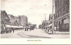Lithograph Clinton Massachusetts Street Scene early 1900s - Picture 1 of 2
