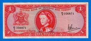 TRINIDAD AND TOBAGO $1 1964 P-26c QE II Circulated Note K/2 356871 - Foto 1 di 4