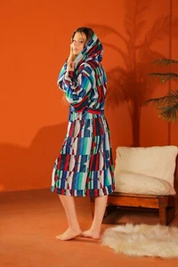 Cotton Red Green Blue Bathrobe - Terry Cotton Bathrobe - Luxury Bathrobe - Picture 1 of 12