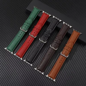Leather Apple Watch Band for series 3 2 4 5 SE 6 7 8 9 10 Ultra Green Brown - Bild 1 von 19