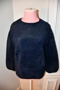 Chelsea & Violet Balloon Sleeve Short Eyelash Sweater In NAVY XSMALL #2950203 - Picture 1 of 3