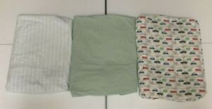 LOT of 3 Boys Standard Fitted Crib Or Toddler Bed Sheets-Cars, Green & Blue