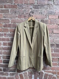Vintage Perry Ellis Damenanzug, Gr. 4, tiefes Khaki mit marineblauen Streifen 100 % Baumwoll-Twill - Bild 1 von 13