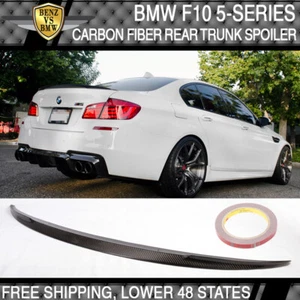 Fits 2011-2016 BMW F10 5-Series Sedan P Style Rear Trunk Spoiler Carbon Fiber-CF - Picture 1 of 4