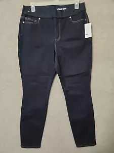 Lands End Curvy Skinny Leg Pull On Jeans Womens 18 Blue Dark Wash Stretch NEW - Picture 1 of 9