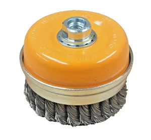 HOTECH 4" Heavy Duty Knot Twist Wire Cup Brush 5/8"-11NC Threads Angle Grinder - Picture 1 of 6