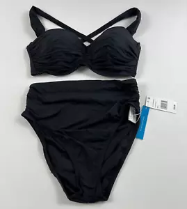 BLEU | ROD BAETTIE Bikini Top & High Waist Bottom Swim Set 34D- 6 Black NWT - Picture 1 of 12