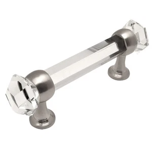 Cosmas Satin Nickel with Clear Glass Cabinet Pull #6393SN-C - Picture 1 of 1