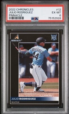 2022 PANINI Chronicles PINNACLE  JULIO RODRIGUEZ RC #12  Mariners PSA 6 - Image 1 of 2