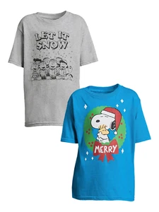 Snoopy Boys Holiday Cheer Graphic Tees with Short Sleeves Size 18 - Picture 1 of 6