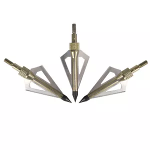 12pcs Arrows Hunting Broadheads 100Grain 3 Fixed Blade Arrowheads Screw in Point - Picture 1 of 14