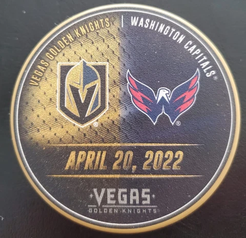 2022 VEGAS GOLDEN KNIGHTS VS WASHINGTON CAPITALS T MOBILE ARENA EXCLUSIVE PUCK Cover