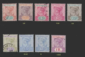 1890-1900 SEYCHELLES LOT QUEEN VICTORIA MINT AND USED SCT.2,3,4,5,8,10,11,12,19 - Picture 1 of 1