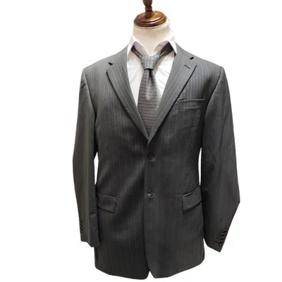 Vintage Pierre Cardin 2PC Gray Pinstripe Suit 42L Super 100s Wool Italy - Image 1 of 4