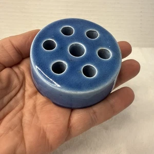 Vintage blau Keramik Blumenfrosch 2,5" - Bild 1 von 4