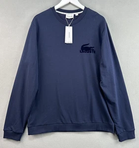 Lacoste Crewneck Large Blue Sweatshirt Long Sleeve Loungewear Pullover SH7477 - Picture 1 of 14