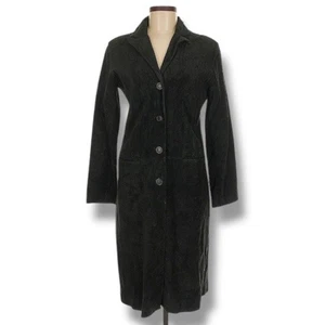 Vintage 90s Margaret Godfrey Black Suede Leather Longline Blazer Coat Women’s 8 - Bild 1 von 15