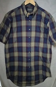 Camicia Cambridge Hall manica corta con bottoni a quadri, uomo taglia Lg alta, made in USA - Foto 1 di 8