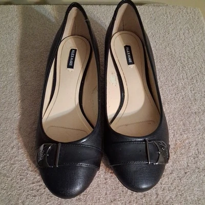 Sapatos anabela femininos ALEX MARIE 9 M preto ~fivela preta - Imagem 1 de 4