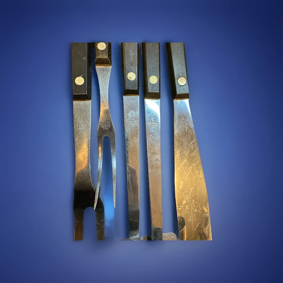 Vintage Flint Ekco USA Stainless Utensil Set 5 Pc Mid Century Modern Kitchen - Image 1 of 2