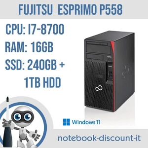 Fujitsu Esprimo P558 PC DESKTOP  Cpu i7-8700 Ram 8gb SSD 240gb + 1 Tb  Win11Pro - Imagen 1 de 4