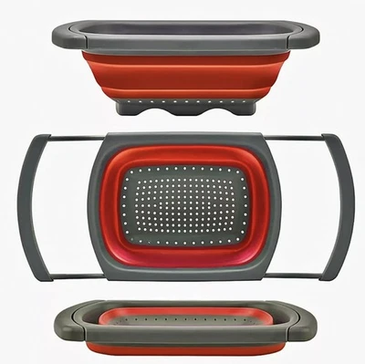 Collapsible Colander Over the Sink Extendable Handles Fruit Veggies Pasta - Image 1 of 4